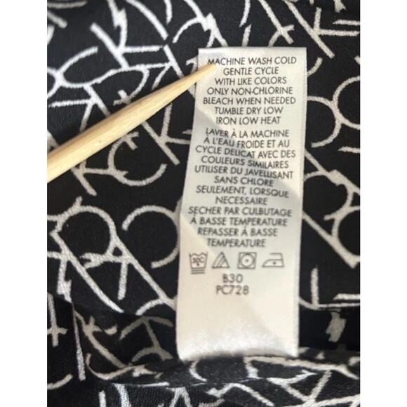 Calvin Klein Black & White CK All Over Logo Women's Long Sleeve Shirt Blouse M - Picture 16 of 16